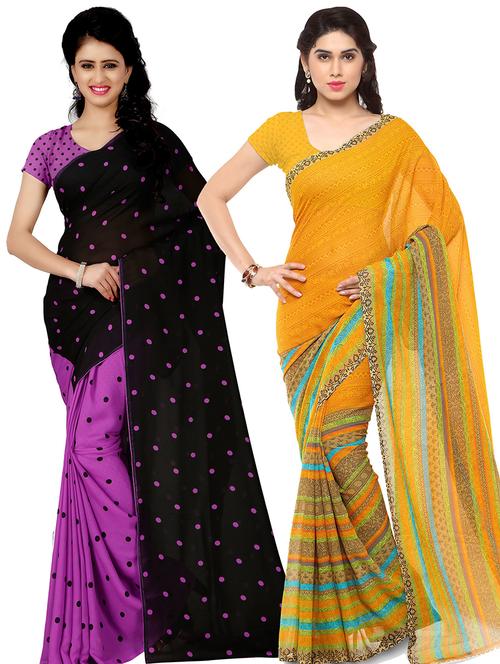 women pack of 2 casual wear combo sarees with blouse - 21478896 - Very Small Image - 1