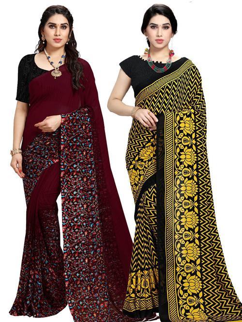 women pack of 2 casual wear combo sarees with blouse - 21478897 - Very Small Image - 1