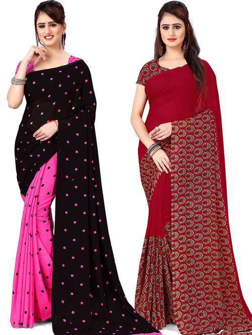 women pack of 2 casual wear combo sarees with blouse - 21478903 - Very Small Image - 1