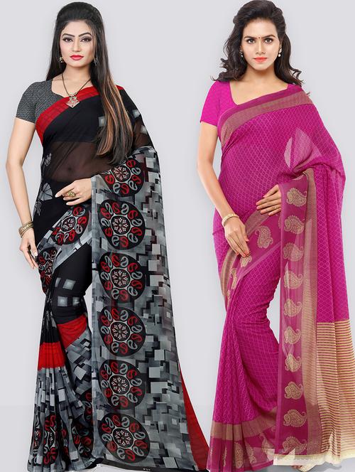 women pack of 2 casual wear sarees with blouse - 21478906 - Very Small Image - 1