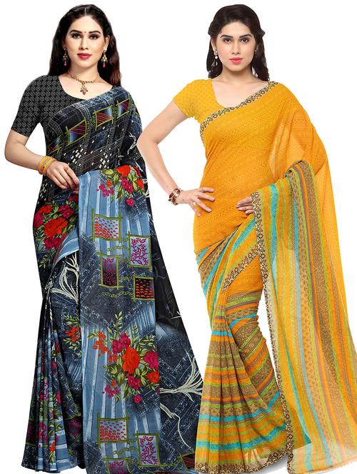 women pack of 2 casual wear combo sarees with blouse - 21478907 - Very Small Image - 1