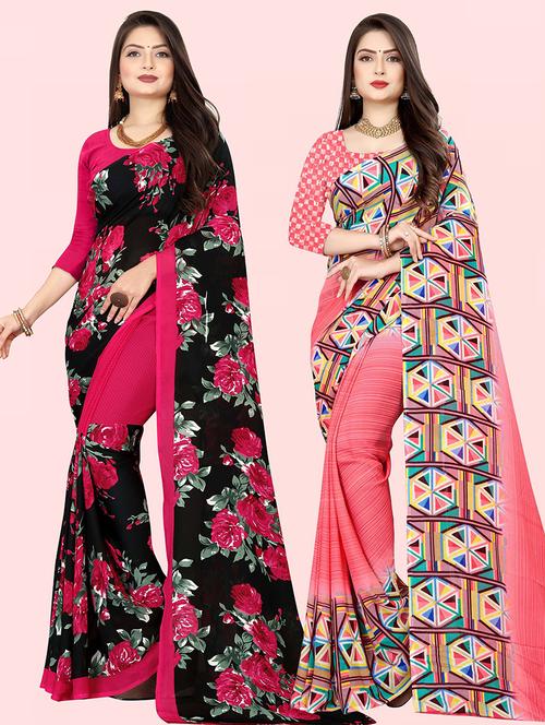 women pack of 2 casual wear combo sarees with blouse - 21478918 - Very Small Image - 1
