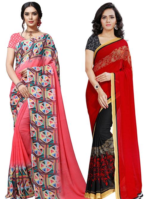 women pack of 2 casual wear combo sarees with blouse - 21478927 - Very Small Image - 1