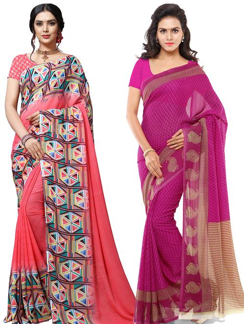 women pack of 2 casual wear combo sarees with blouse - 21478931 - Very Small Image - 1