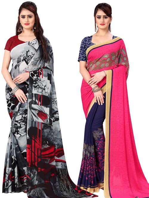 women pack of 2 casual wear combo sarees with blouse - 21478936 - Very Small Image - 1