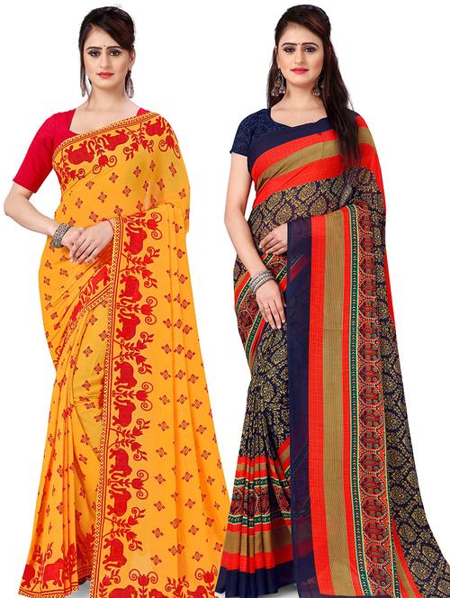 women pack of 2 casual wear combo sarees with blouse - 21478938 - Very Small Image - 1