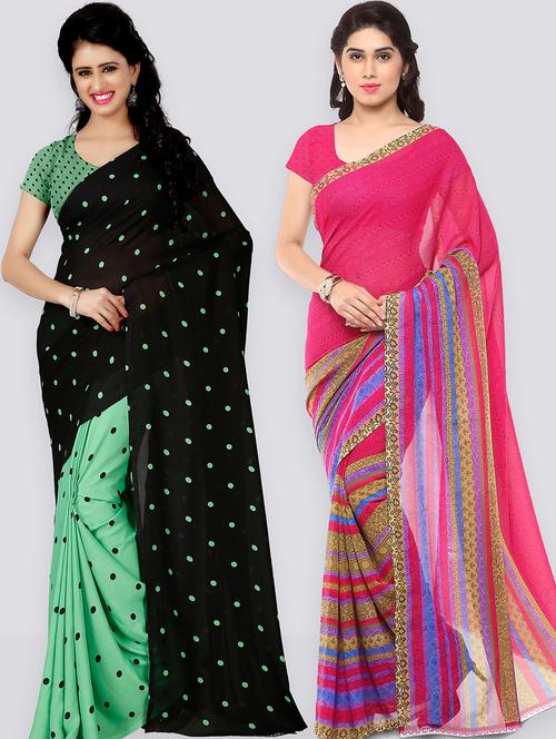 women pack of 2 casual wear combo sarees with blouse - 21478942 - Very Small Image - 1