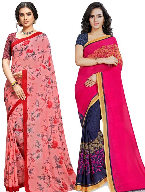 women pack of 2 casual wear combo sarees with blouse - 21478947 - Very Small Image - 1