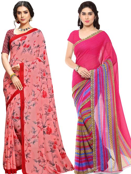 women pack of 2 casual wear combo sarees with blouse - 21478948 - Very Small Image - 1