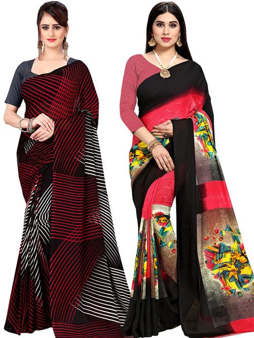 women pack of 2 casual wear sarees with blouse - 21478952 - Very Small Image - 1