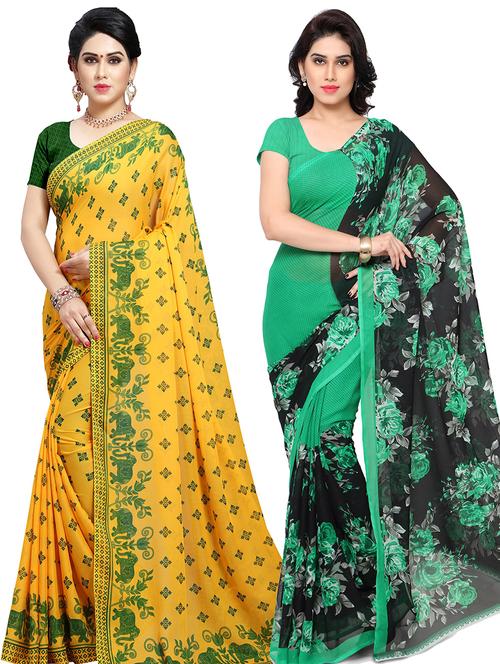 women pack of 2 casual wear combo sarees with blouse - 21478957 - Very Small Image - 1