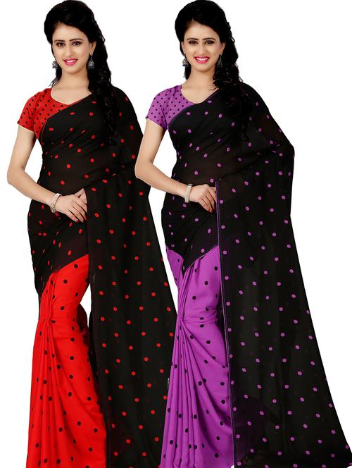 women pack of 2 casual wear combo sarees with blouse - 21478958 - Very Small Image - 1