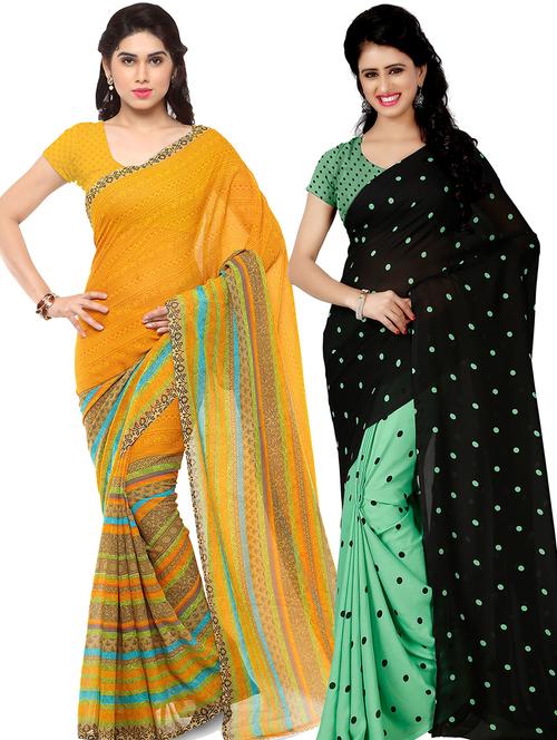 women pack of 2 casual wear combo sarees with blouse - 21478962 - Very Small Image - 1