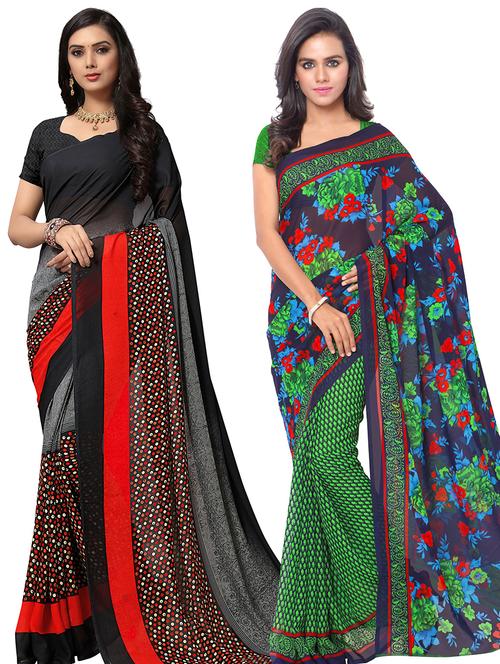 women pack of 2 casual wear sarees with blouse - 21478972 - Very Small Image - 1