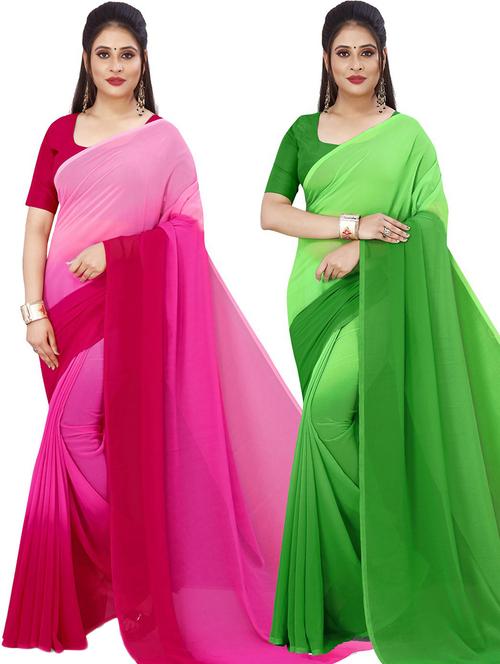 women pack of 2 casual wear combo sarees with blouse - 21478973 - Very Small Image - 1