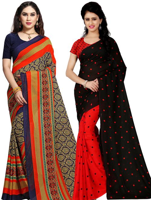 women pack of 2 casual wear sarees with blouse - 21478977 - Very Small Image - 1