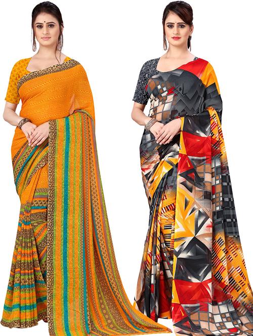 women pack of 2 casual wear combo sarees with blouse - 21478978 - Very Small Image - 1