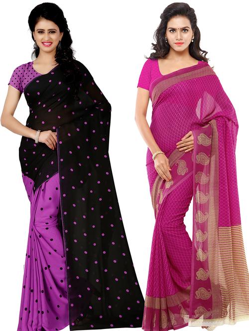 women pack of 2 casual wear combo sarees with blouse - 21478983 - Very Small Image - 1