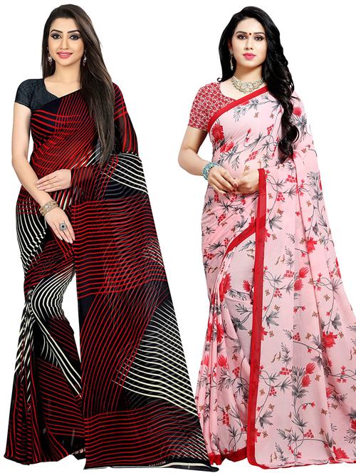women pack of 2 casual wear combo sarees with blouse - 21478988 - Very Small Image - 1