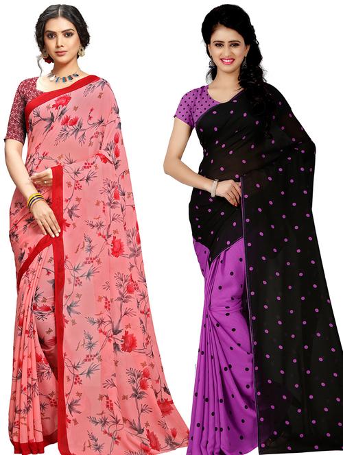 women pack of 2 casual wear combo sarees with blouse - 21478989 - Very Small Image - 1