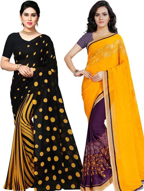 women pack of 2 casual wear combo sarees with blouse - 21478991 - Very Small Image - 1