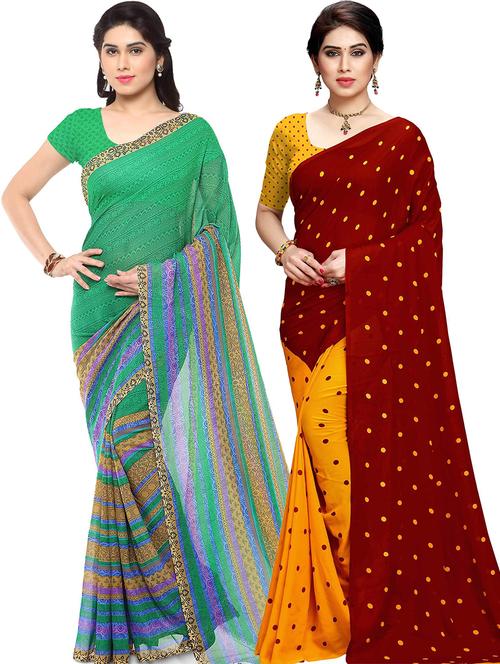 women pack of 2 casual wear combo sarees with blouse - 21478993 - Very Small Image - 1