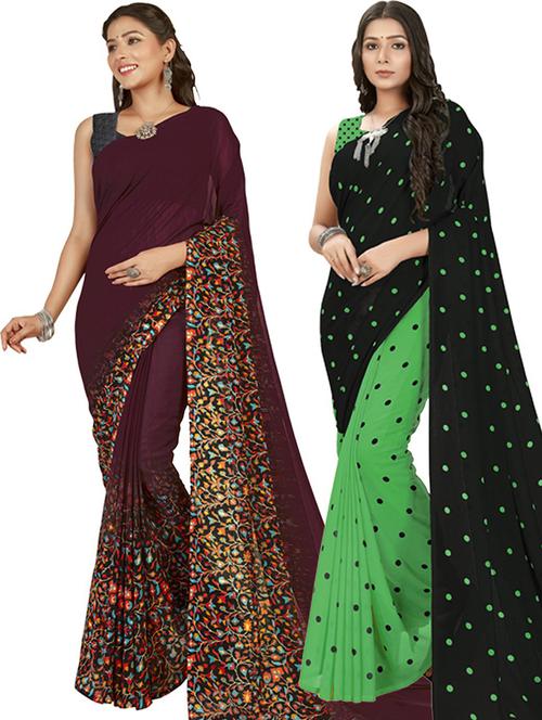 women pack of 2 casual wear combo sarees with blouse - 21478996 - Very Small Image - 1