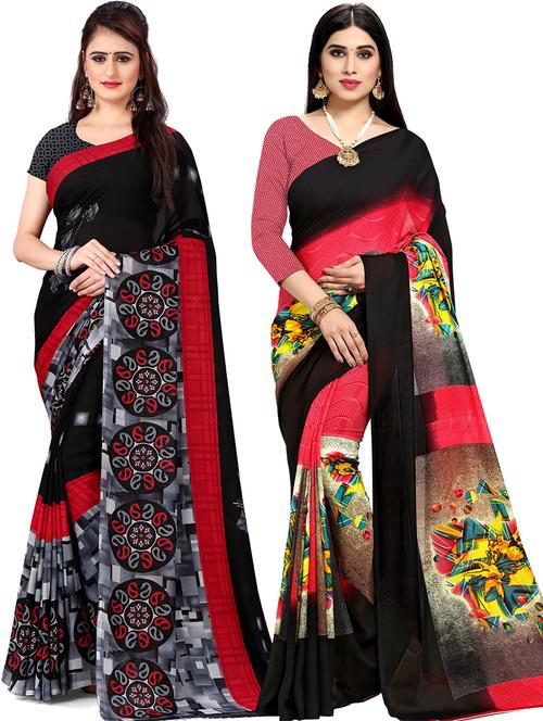 women pack of 2 casual wear combo sarees with blouse - 21479003 - Very Small Image - 1