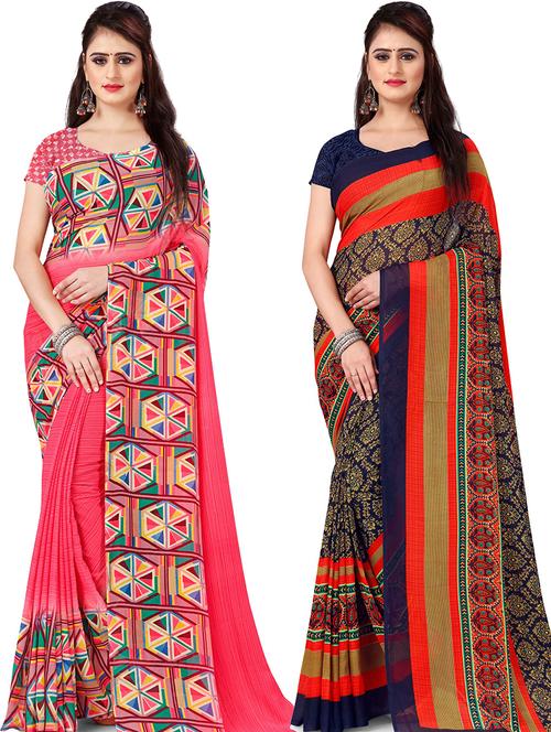 women pack of 2 casual wear combo sarees with blouse - 21479008 - Very Small Image - 1