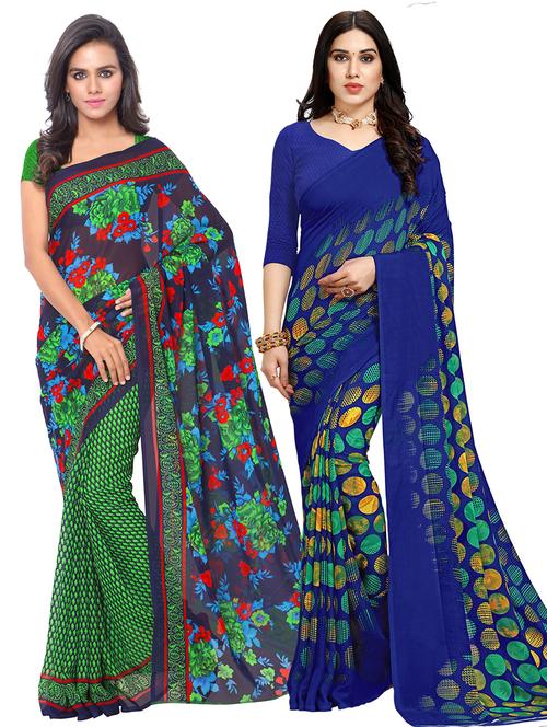 women pack of 2 casual wear combo sarees with blouse - 21479016 - Very Small Image - 1