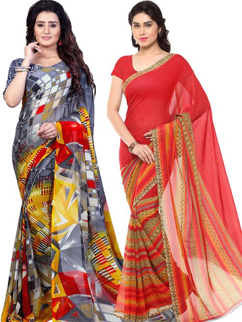 women pack of 2 casual wear combo sarees with blouse - 21479027 - Very Small Image - 1