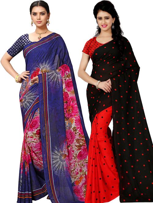 women pack of 2 casual wear combo sarees with blouse - 21479053 - Very Small Image - 1