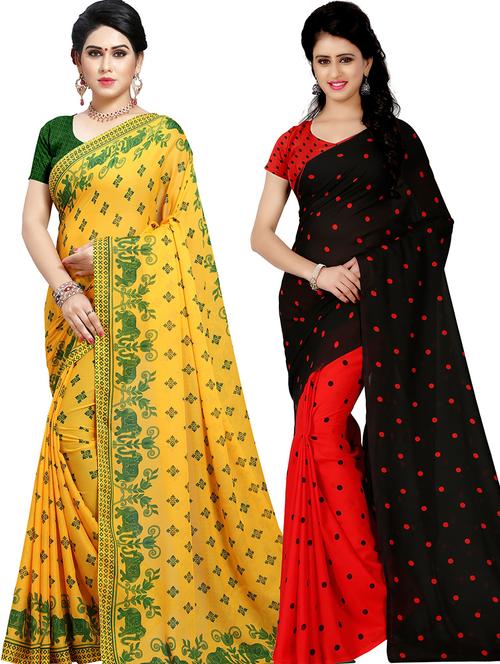 women pack of 2 casual wear combo sarees with blouse - 21479055 - Very Small Image - 1