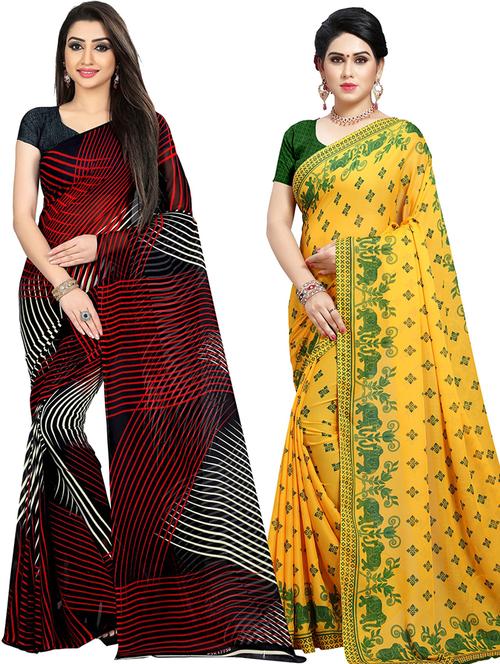 women pack of 2 casual wear combo sarees with blouse - 21479059 - Very Small Image - 1