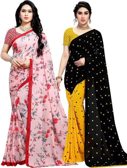 women pack of 2 casual wear combo sarees with blouse - 21479069 - Very Small Image - 1