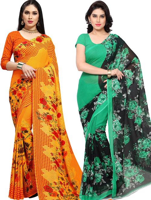 women pack of 2 casual wear combo sarees with blouse - 21479073 - Very Small Image - 1