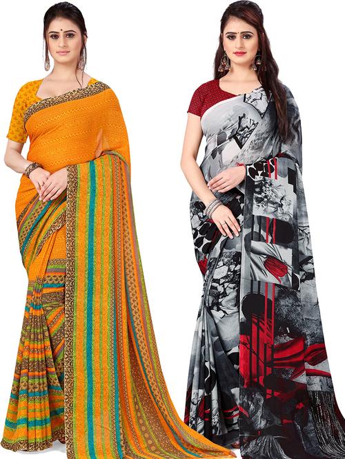 women pack of 2 casual wear combo sarees with blouse - 21479078 - Very Small Image - 1