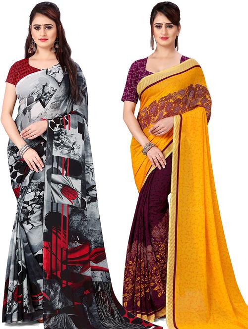 women pack of 2 casual wear combo sarees with blouse - 21479080 - Very Small Image - 1