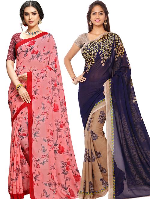 women pack of 2 casual wear combo sarees with blouse - 21479088 - Very Small Image - 1