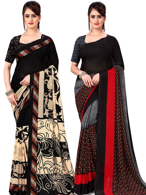 women pack of 2 casual wear combo sarees with blouse - 21479095 - Very Small Image - 1