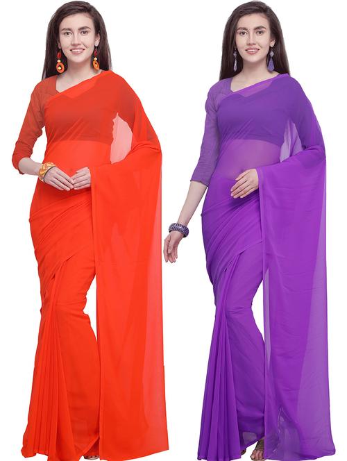 women pack of 2 casual wear combo sarees with blouse - 21479100 - Very Small Image - 1