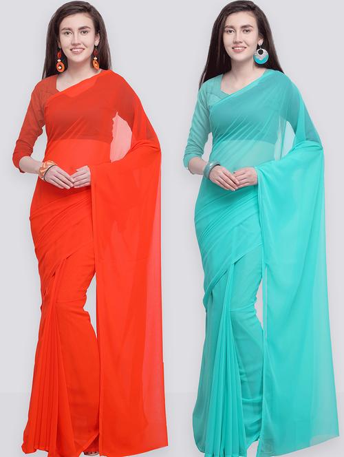 women pack of 2 casual wear combo sarees with blouse - 21479101 - Very Small Image - 1