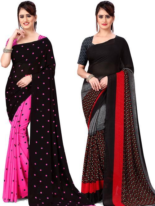 women pack of 2 casual wear sarees with blouse - 21479107 - Very Small Image - 1