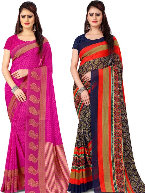 women pack of 2 casual wear combo sarees with blouse - 21479111 - Very Small Image - 1