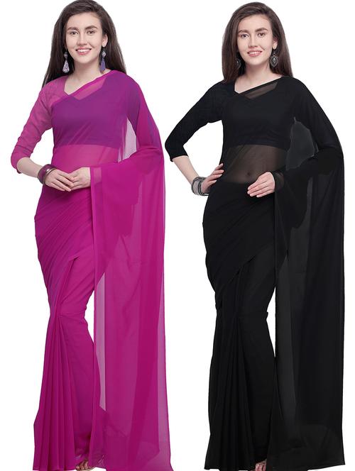 women pack of 2 casual wear combo sarees with blouse - 21479114 - Very Small Image - 1