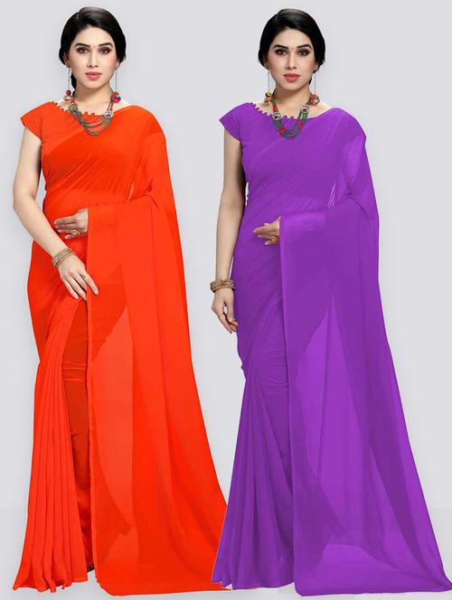 women pack of 2 casual wear combo sarees with blouse - 21479115 - Very Small Image - 1