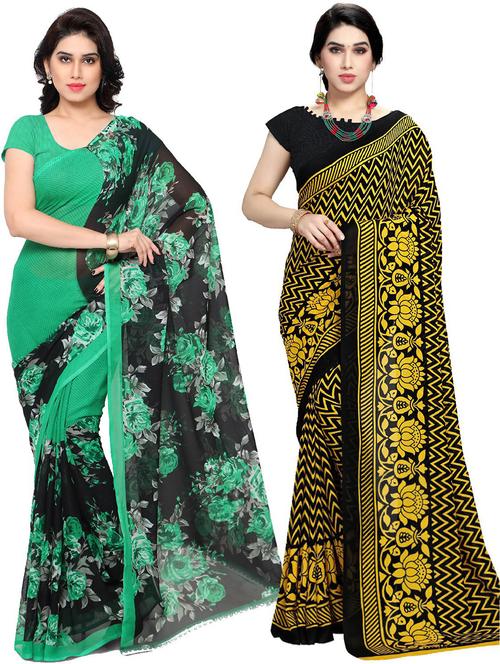 women pack of 2 casual wear sarees with blouse - 21479116 - Very Small Image - 1