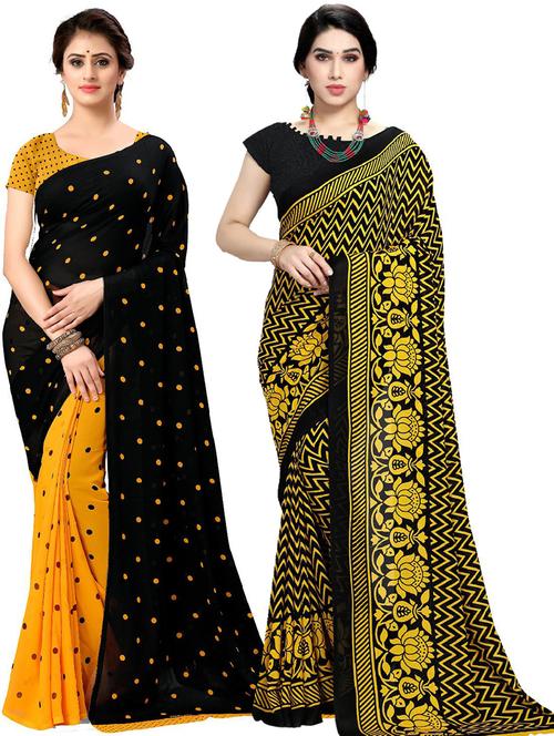 women pack of 2 casual wear combo sarees with blouse - 21479118 - Very Small Image - 1