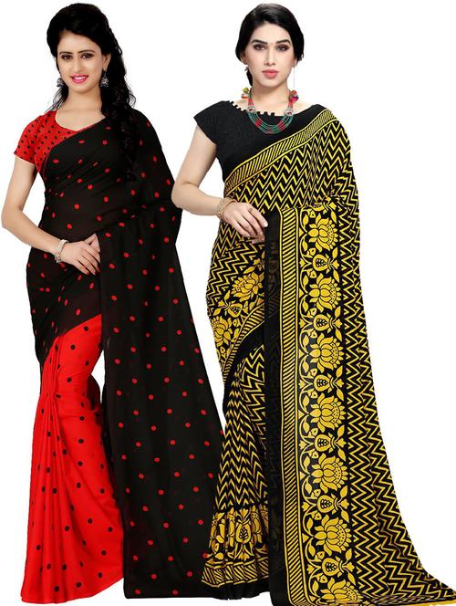 women pack of 2 casual wear combo sarees with blouse - 21479119 - Very Small Image - 1
