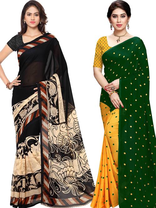 women pack of 2 casual wear combo sarees with blouse - 21479122 - Very Small Image - 1